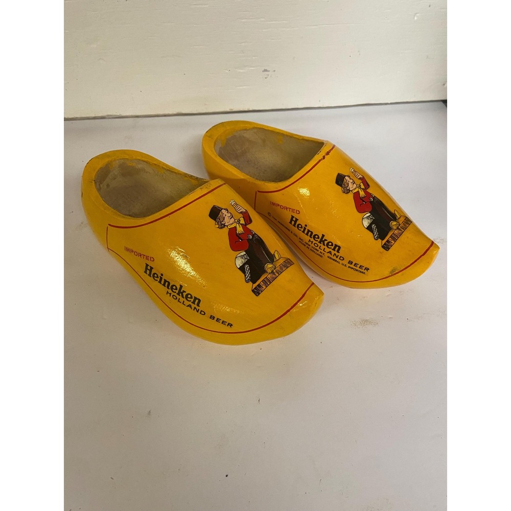 Vintage Heineken Holland Beer Carved Wooden Shoe/Clog